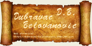 Dubravac Belovanović vizit kartica